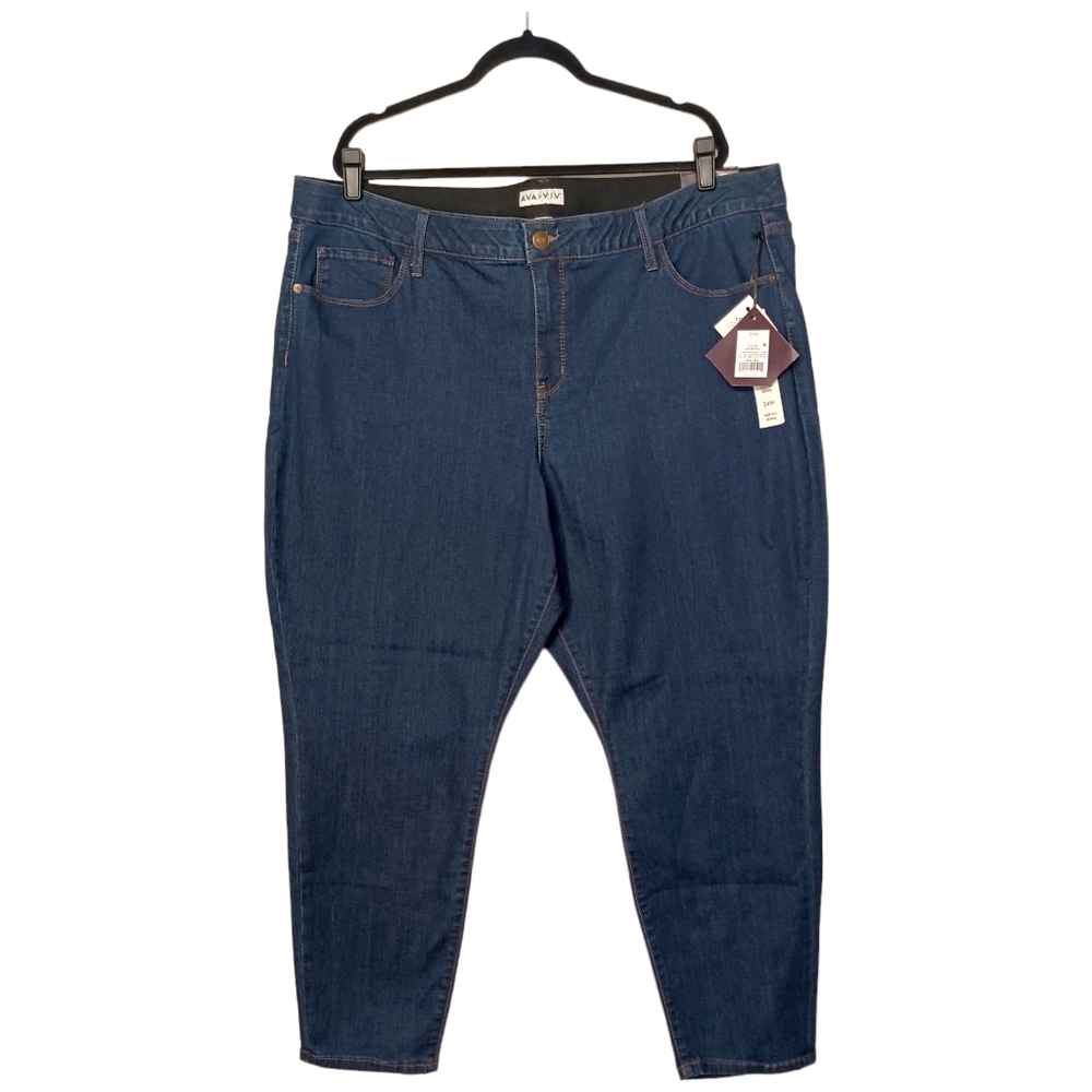 AVA & VIV Dark Rinse Mid-Rise Skinny Blue Jeans 24W NWT